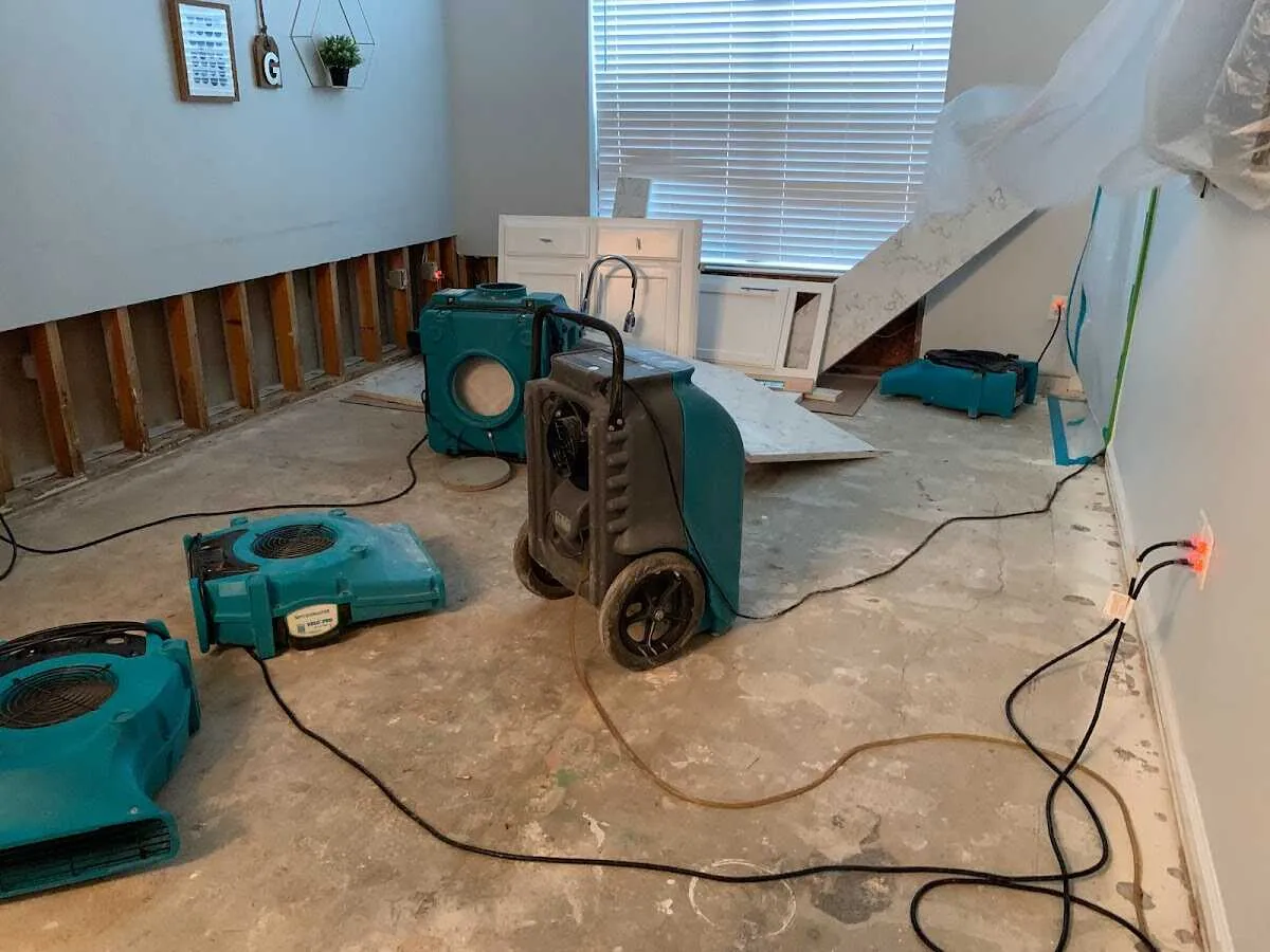 Dehumidifier in flood-cut room for Water Extraction & Removal in Weston